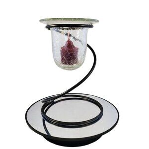 Vintage Partylite Ascent Candleholder with Crackled Glass & Metal Swirl Base